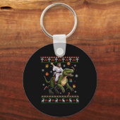 Jesus Riding Dinosaur Funny Meme Ugly Christmas Sw Schlüsselanhänger (Vorderseite)