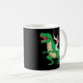 Jesus Riding Dinosaur Funny Parody Tyrannosaurus R Kaffeetasse (VorderseiteRechts)