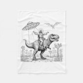 Jesus Riding Dinosaur T-rex Ufo Hunting Alien Sci- Fleecedecke (Vorderseite)