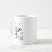 Jesus Riding Dinosaur T-rex Ufo Hunting Alien Sci- Kaffeetasse (Vorderseite Links)