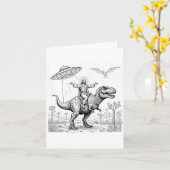 Jesus Riding Dinosaur T-rex Ufo Hunting Alien Sci- Karte (Gelbe Blume)