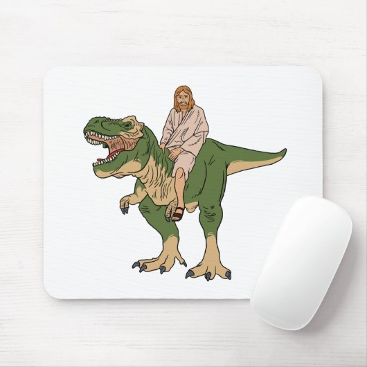 Jesus Riding T-Rex Mousepad (Mit Mouse)