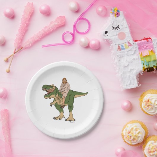 Jesus Riding T-Rex Pappteller (Party)