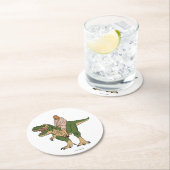 Jesus Riding T-Rex Runder Pappuntersetzer (Vor Ort)