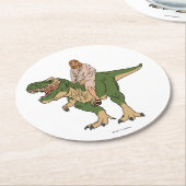 Jesus Riding T-Rex Runder Pappuntersetzer (Angewinkelt)
