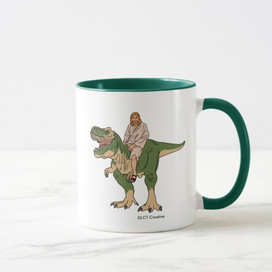 Jesus Riding T-Rex Tasse (Rechts)