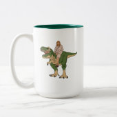 Jesus Riding T-Rex Zweifarbige Tasse (Links)