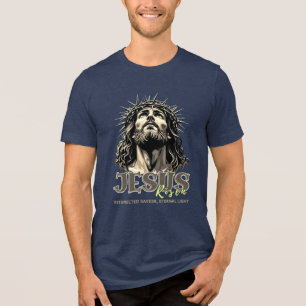 Jesus Risen - Jesus Christus künstlerisch Tri-Blend Shirt