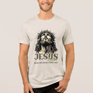 Jesus Risen - Jesus Christus künstlerisch Tri-Blend Shirt