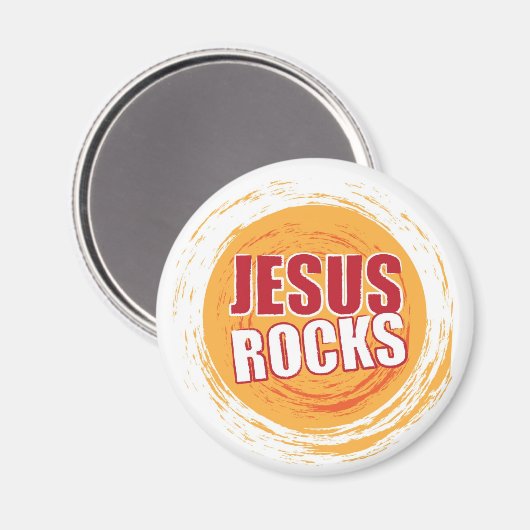 Jesus Rocks 2 Orange Magnet (Vorderseite/Rückseite)