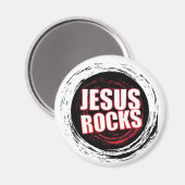 Jesus Rocks 5 Schwarz Magnet (Vorderseite/Rückseite)