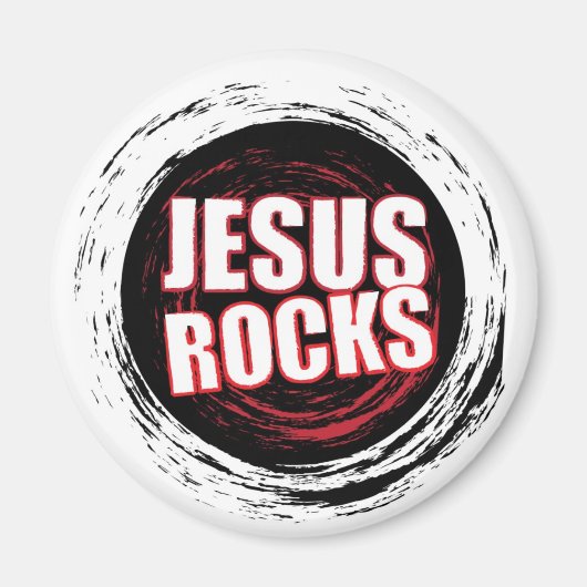 Jesus Rocks 5 Schwarz Magnet (Vorne)