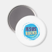Jesus Rocks 7 Blau & Gelb Magnet (Vorderseite/Rückseite)