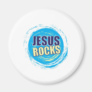 Jesus Rocks 7 Blau & Gelb Magnet