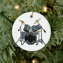 Jesus Rocks - Drummer Keramik Ornament