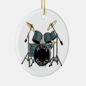 Jesus Rocks - Drummer Keramik Ornament (Rechts)