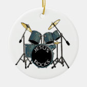 Jesus Rocks - Drummer Keramik Ornament (Vorne)
