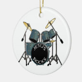 Jesus Rocks - Drummer Keramik Ornament (Links)