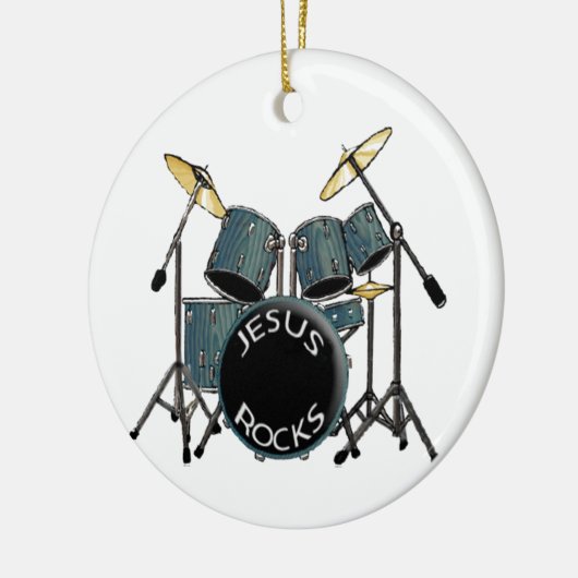Jesus Rocks - Drummer Keramik Ornament (Links)