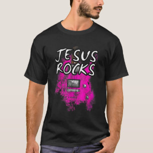 Jesus Rocks Gitarre Electric Gitarrist Christlich  T-Shirt