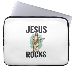 Jesus Rocks Gitarre Vintage Christian Gravur Des Laptopschutzhülle