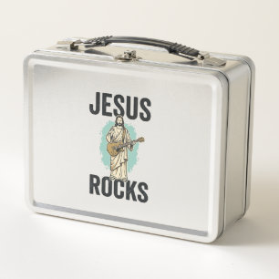 Jesus Rocks Gitarre Vintage Christian Gravur Des Metall Brotdose