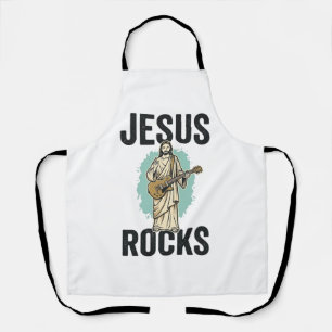 Jesus Rocks Gitarre Vintage Christian Gravur Des Schürze