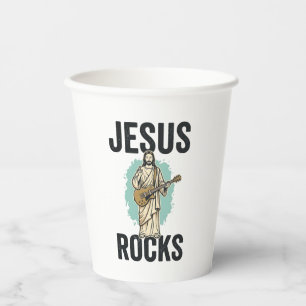 Jesus Rocks Gitarre Vintage Christliche Gravur Des Pappbecher