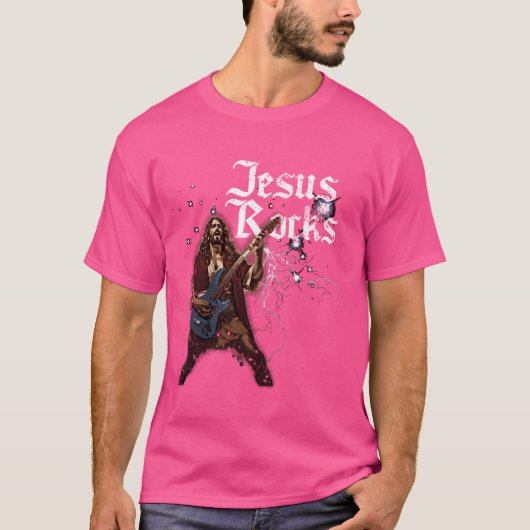 Jesus Rocks Retro T-Shirt (Vorderseite)
