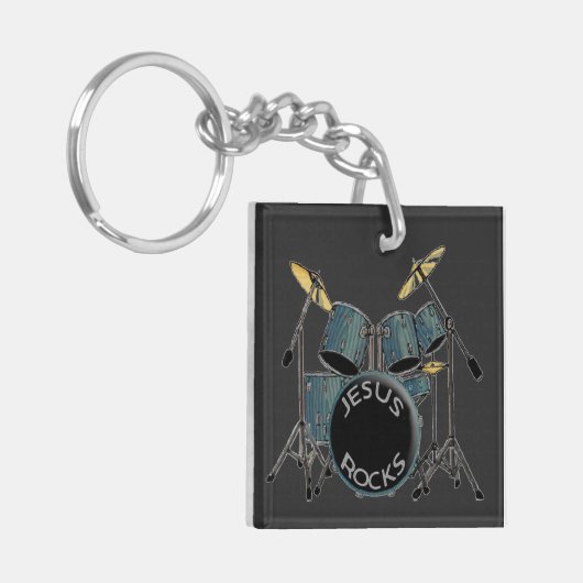 Jesus Rocks - Schlagzeuger Schlüsselanhänger (Vorderseite links)