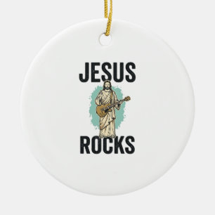 Jesus Rockt Gitarre Vintage Christliche Gravur Des Keramik Ornament