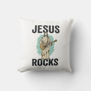 Jesus Rockt Gitarre Vintage Christliche Gravur Des Kissen