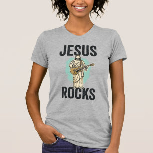 Jesus Rockt Gitarre Vintage Christliche Gravur Des T-Shirt