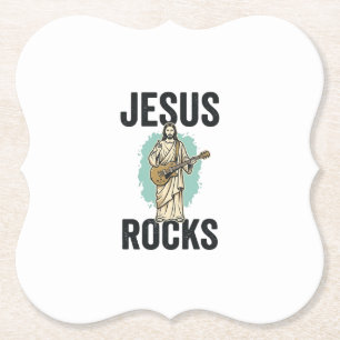 Jesus Rockt Gitarre Vintage Christliche Gravur Des Untersetzer