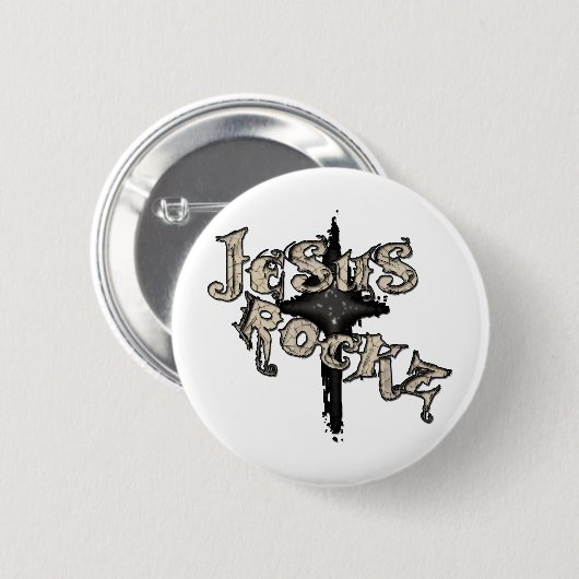 Jesus Rockz Christlich Button (Vorne & Hinten)