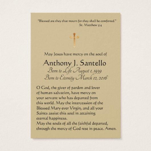 Jesus Rose Katholische Beerdigungskarte - (Rückseite)