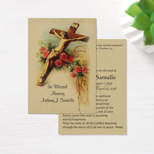 Jesus Rose Katholische Beerdigungskarte - (Schreibtisch)