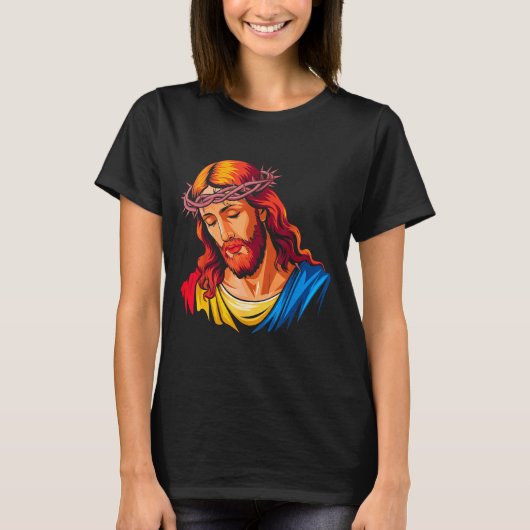 Jesus Rtrait Art Christian Religious  T-Shirt (Vorderseite)