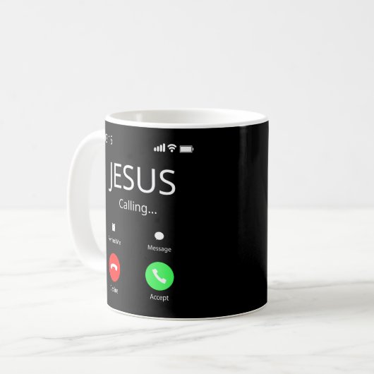 Jesus ruft - Christlich Kaffeetasse (Vorderseite Links)