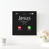 Jesus ruft Christlich Quadratische Wanduhr (Zuhause)