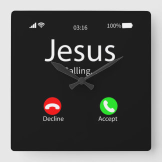 Jesus ruft Christlich Quadratische Wanduhr