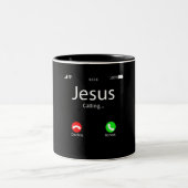Jesus ruft Christlich Zweifarbige Tasse (Mittel)