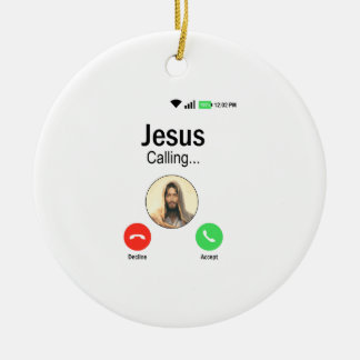 Jesus ruft - Christliche Witzigkeit und Geschenk Keramik Ornament