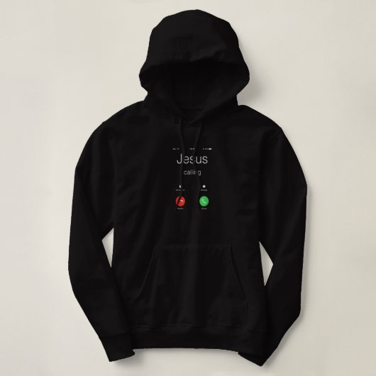 Jesus ruft den Funny Jesus Phone Christlich an Hoodie (Design vorne)