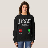 Jesus ruft den Handy-Call-Bildschirm Christlich De Sweatshirt (Vorne ganz)