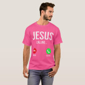 Jesus ruft den Handy-Call-Bildschirm Christlich De T-Shirt (Vorne ganz)