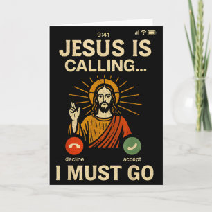 Jesus ruft, ich muss gehen Retro christlicher Glau Karte
