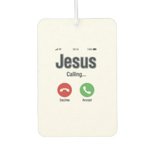 Jesus ruft Telefonbildschirm Christliches T-Shirt- Autolufterfrischer