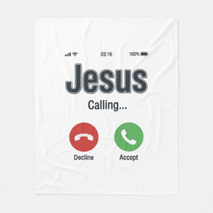 Jesus ruft Telefonbildschirm Christliches T-Shirt- Fleecedecke