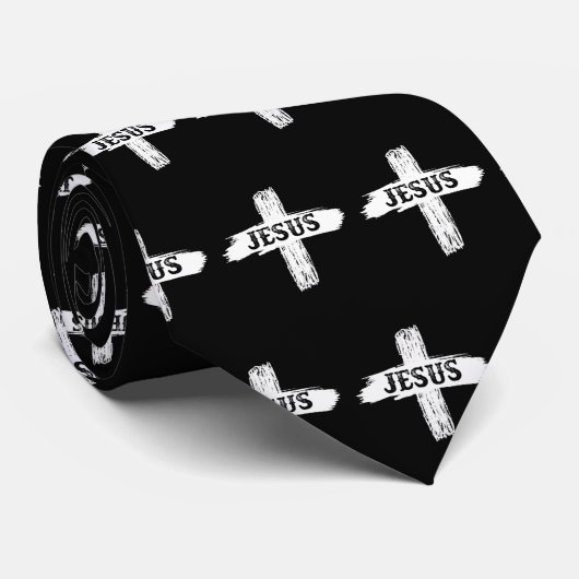 Jesus Rugged Cross Neck Tie Krawatte (Gerollt)